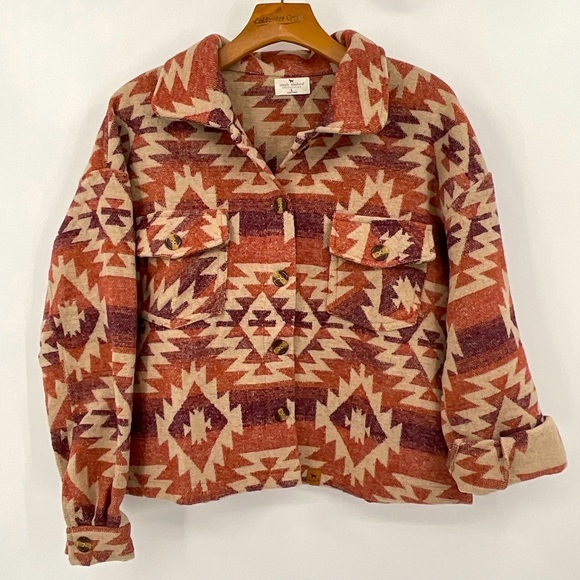 Simply Southern Western Pattern Fleece Shacket Size‎ Large - Picture 1 of 5